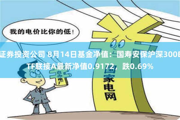 证券投资公司 8月14日基金净值：国寿安保沪深300ETF联接A最新净值0.9172，跌0.69%