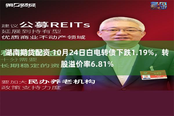 湖南期货配资 10月24日白电转债下跌1.19%，转股溢价率6.81%