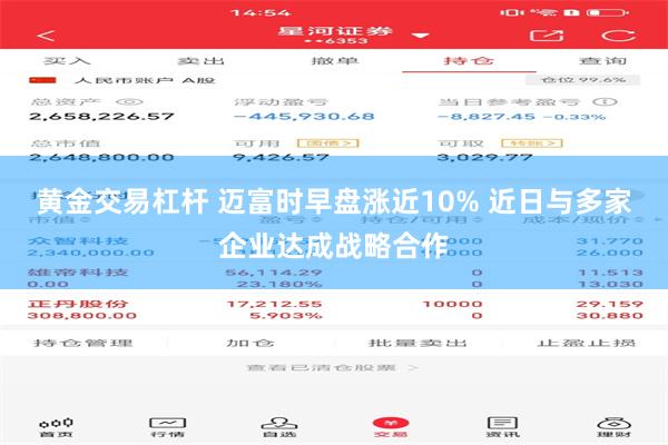 黄金交易杠杆 迈富时早盘涨近10% 近日与多家企业达成战略合作